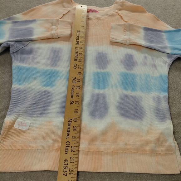 Simply Southern Womens XL Long Sleeve Waffle Henley Tie Dye Coastal Hippie Boho - Picture 7 of 12